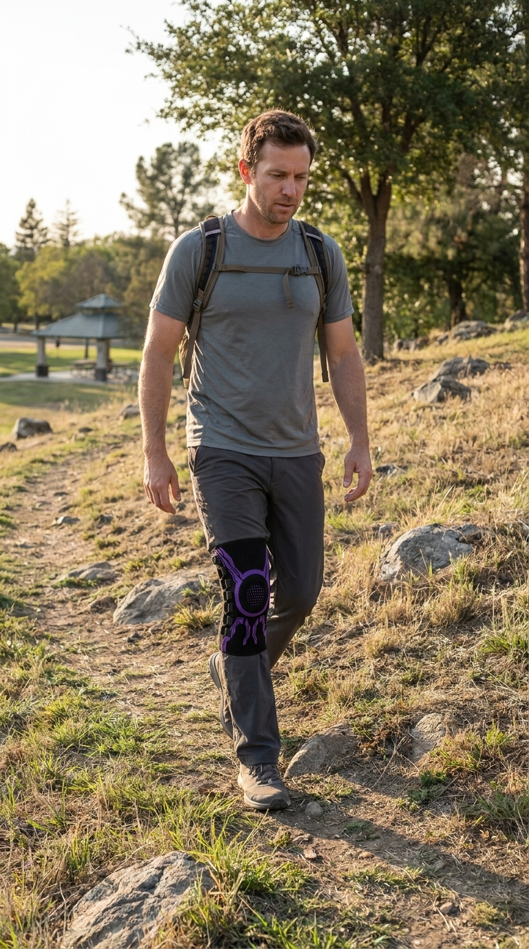 Person wearing a Chipaki knee brace