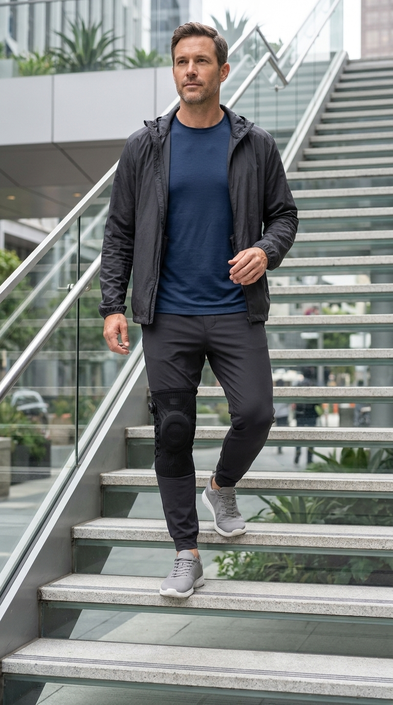 Person wearing a Chipaki knee brace